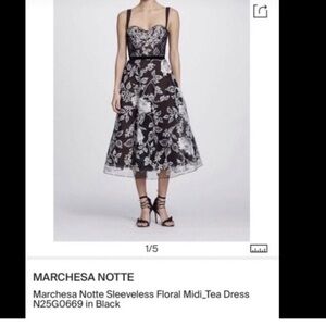 Marchesa Notte floral embroidered flare dress